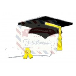 Fustella metallica Cappello laurea con diploma con cordini