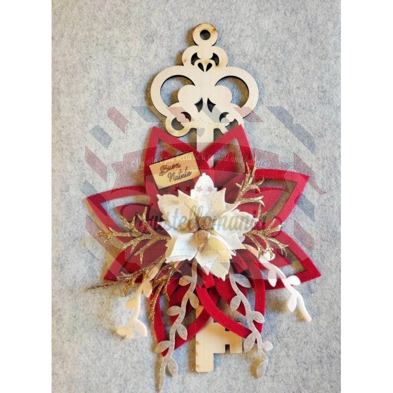 Kit fustellati Fuori porta natalizio chiave in legno con decorazioni in  feltro e pannolenci