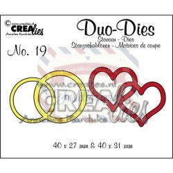 Fustella metallica Crealies Duo Double rings & hearts