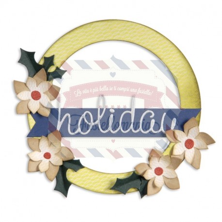 Fustella Sizzix BIGZ L Corona Wreath, Banner, Holly & Poinsettia